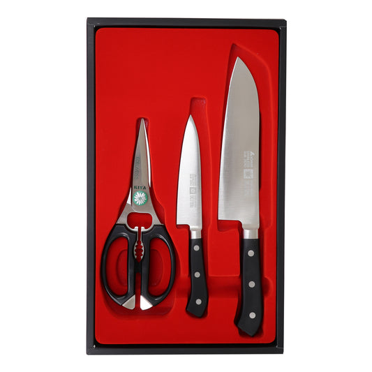 包丁ギフトセット No.160 鎌型包丁(三徳)×ペティナイフ×エーデルワイスキッチン鋏