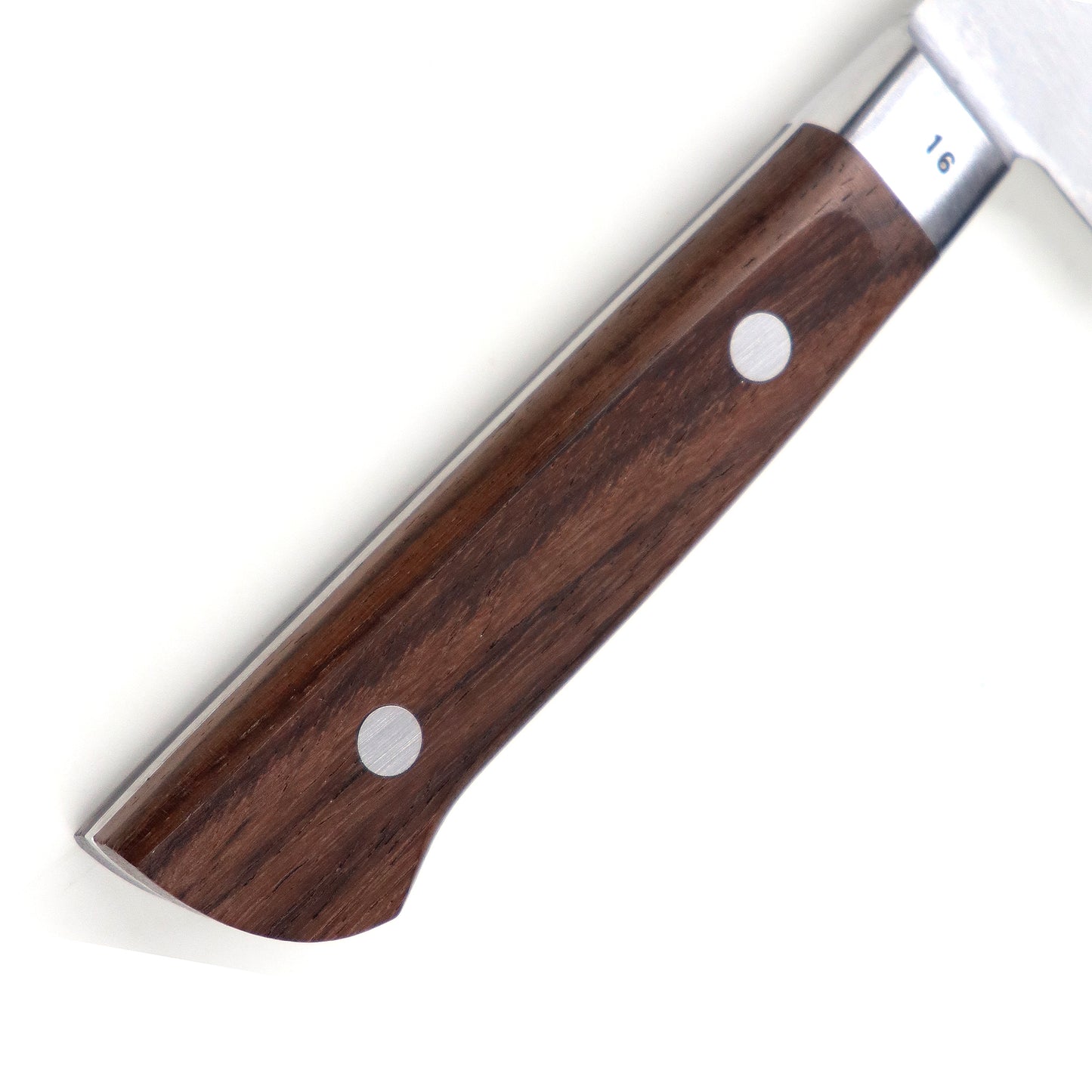 【特別価格】義久　鎌型（三徳包丁） 180mm　国産炭素鋼・ハガネ　ローズ柄