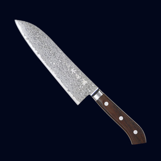 【234周年特別製作】SPG STRIX　31層墨流し　鎌型（三徳）包丁　180mm