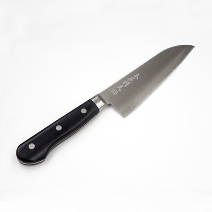 【特別価格】木屋　利光　鎌型包丁（三徳包丁）　青紙三層鍔付　165ｍｍ