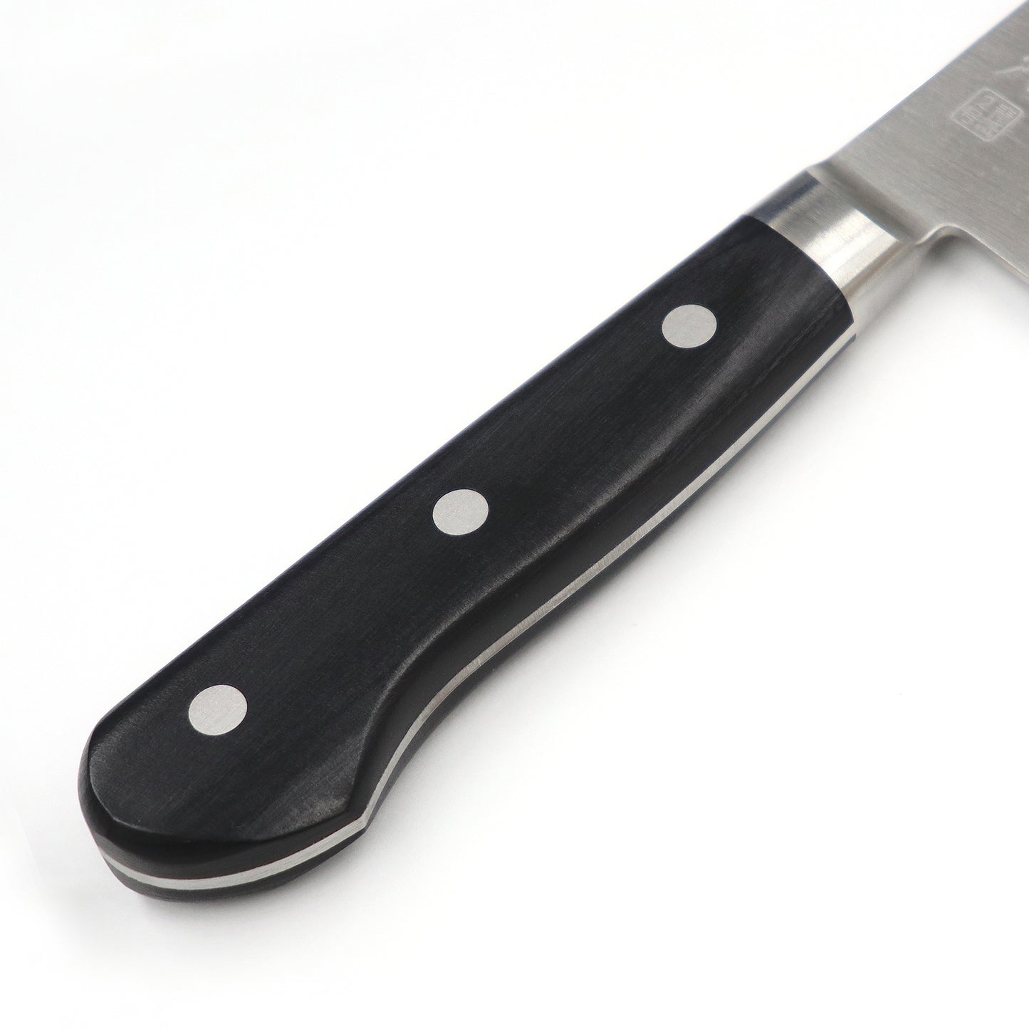 【特別価格】木屋　利光　鎌型包丁（三徳包丁）　青紙三層鍔付　165ｍｍ