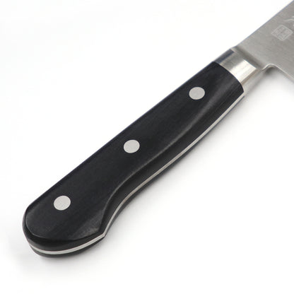 【特別価格】木屋　利光　鎌型包丁（三徳包丁）　青紙三層鍔付　165ｍｍ