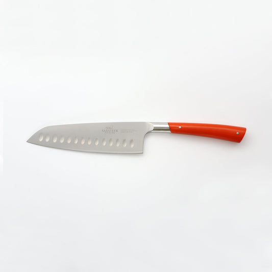 【特別価格】サバティエ 三徳包丁（鎌型包丁） オレンジ 7　170mm　　ステンレス全身鍛造